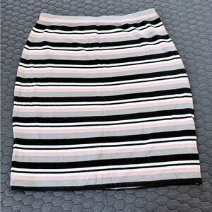 Max Studio Black and Pink Striped Pencil Skirt